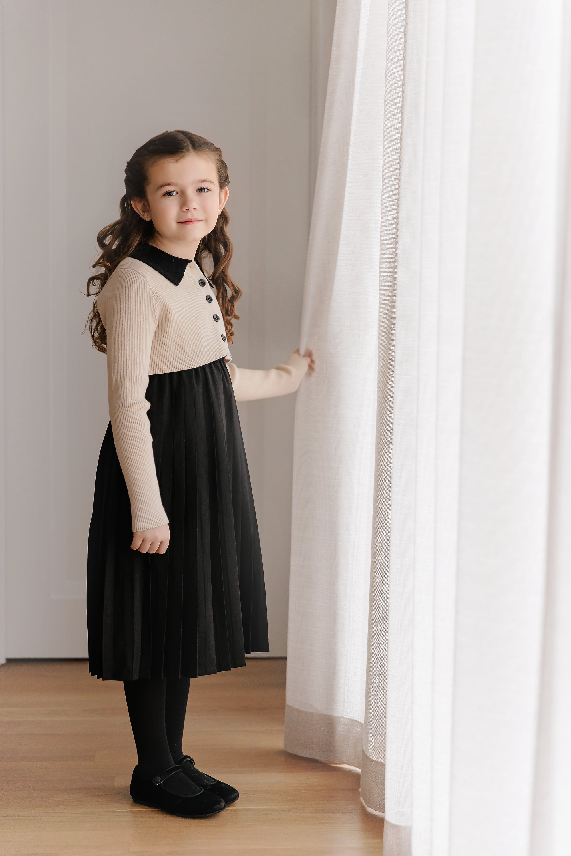 VELVETTE LABEL 2PC PLEATED JUMPER AND COLLAR SWEATER SET