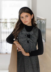 DAINTTI BY VELVETTE LABEL TWEED BOW MIDI JUMPER