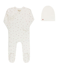 ELYS & CO. 2PC CLOVER PRINT FOOTIE+BEANIE SET