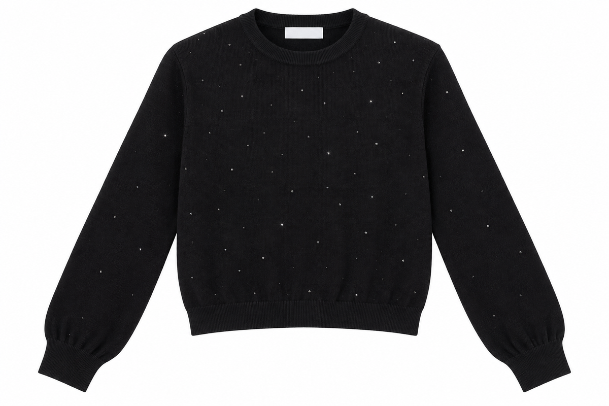 LULU TEEN RHINESTONE EMBELLISHED SWEATER