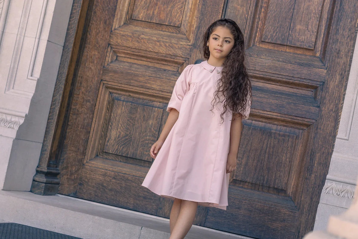 LITTLE TEMPEST SIDE GATHER WITH COLLAR TAFFETA DRESS