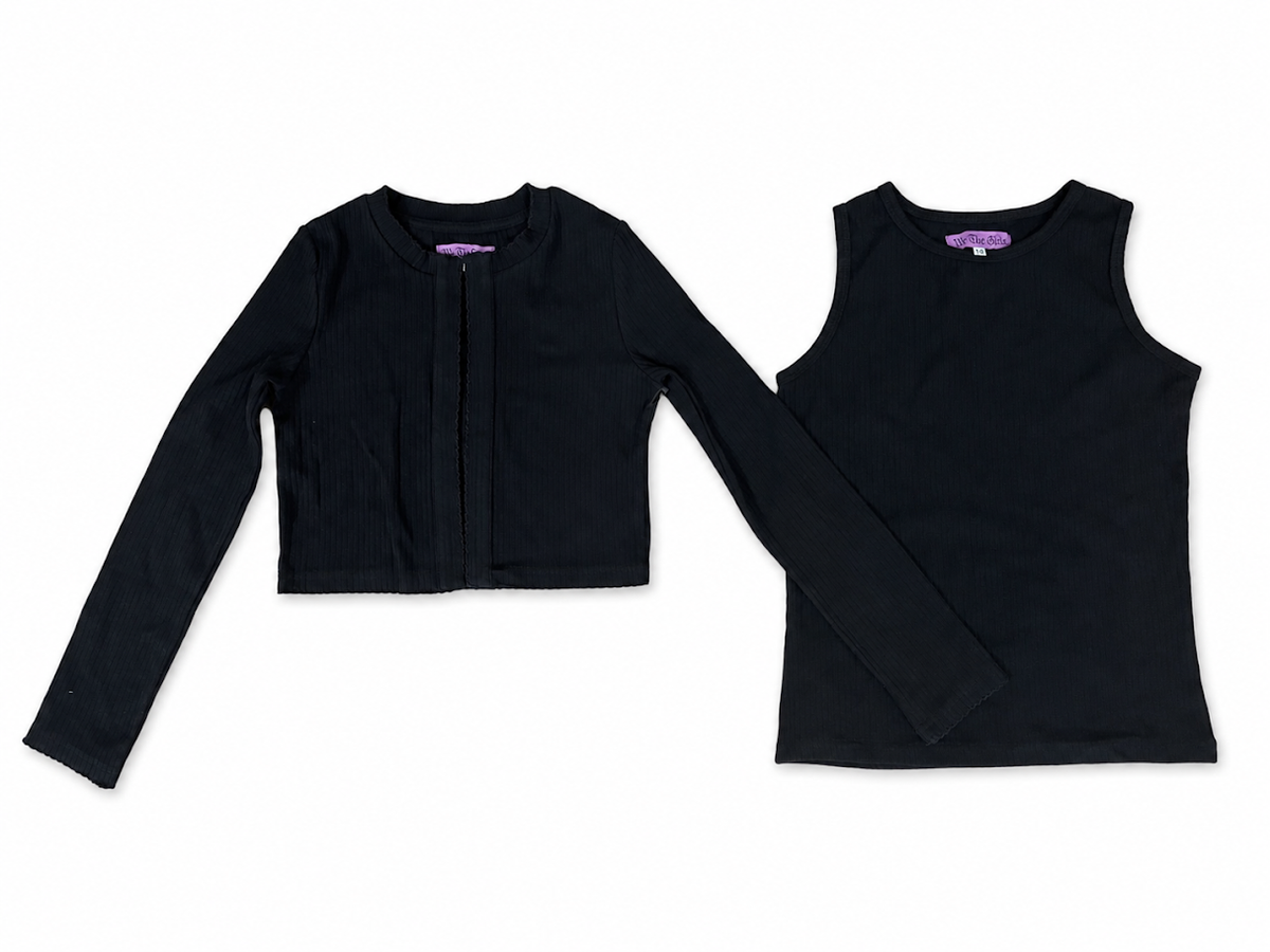 WE, THE KIDS 2PC CROP CARDIGAN AND SHELL SET