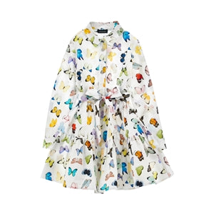 MONNALISA PRINTED COLLAR WAISTED DRESS