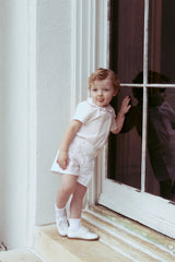 LITTLE HERITAGE 2PC PLEAT SHIRT WITH SHORTS SET