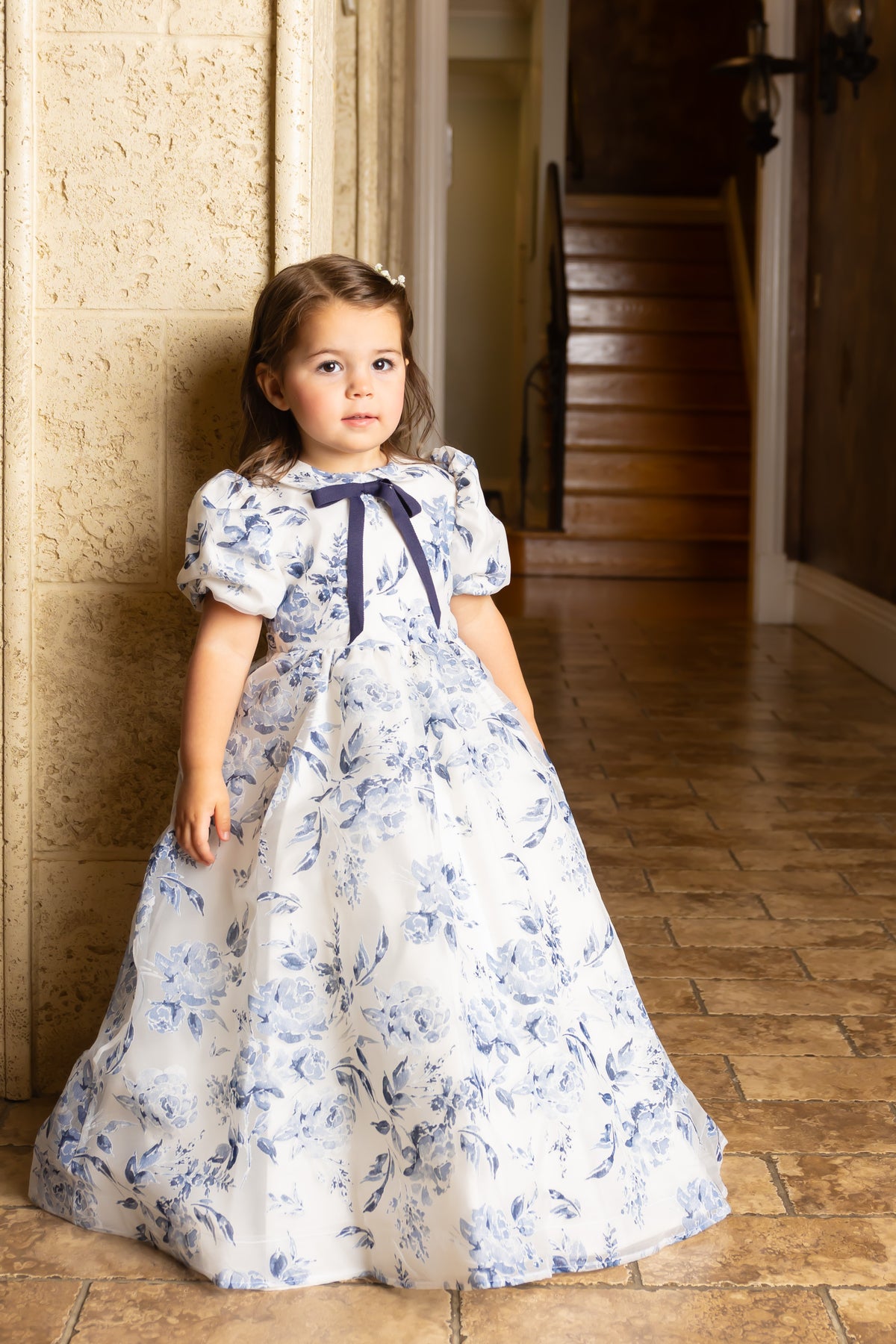 ALITSA FLORAL ORGANZA COLLARED DRESS