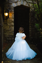 ZOE TONE ON TONE POLKA DOT RUFFLE BOTTOM TULLE GOWN