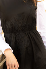 KIERA  "RAVEN"  FLORAL EMBROIDERED MIDI JUMPER