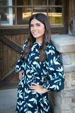 KIERA MONETS GARDEN LEAF PRINT DRESS