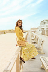 KIERA 2PC "MEADOWBROOK" CARDIGAN WITH  ELASTIC WAIST FLORAL DRESS