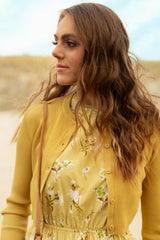 KIERA 2PC "MEADOWBROOK" CARDIGAN WITH  ELASTIC WAIST FLORAL DRESS