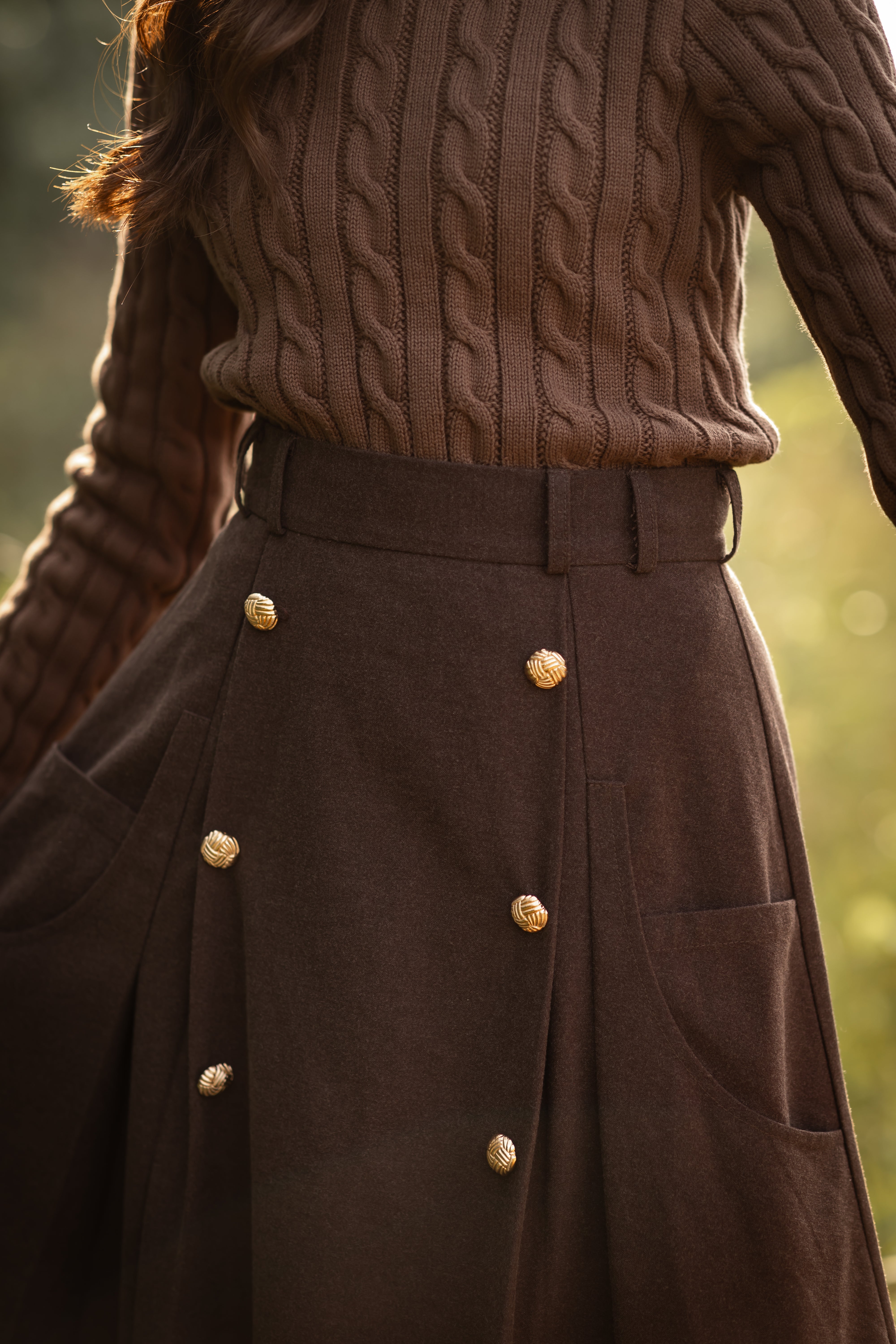 KIERA ASHLEY GOLD BUTTON SKIRT
