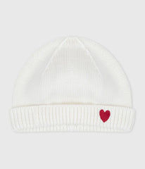 PETIT BATEAU KNIT HAT WITH HEART DETAIL