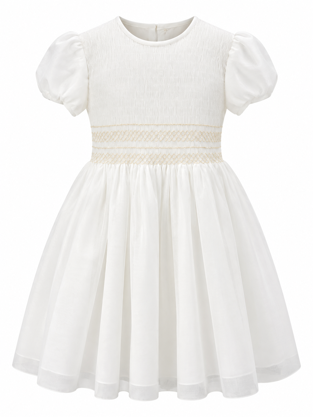 AMAYA 3/4 SLEEVE SMOCKED EMBROIDERED SHORT GOWN