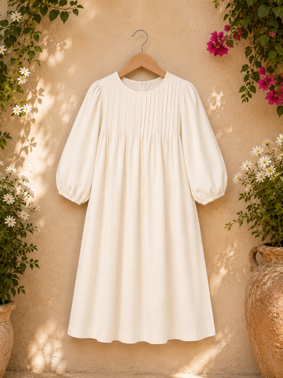 ALITSA PINTUCK PLEAT TOP TAFFETA DRESS