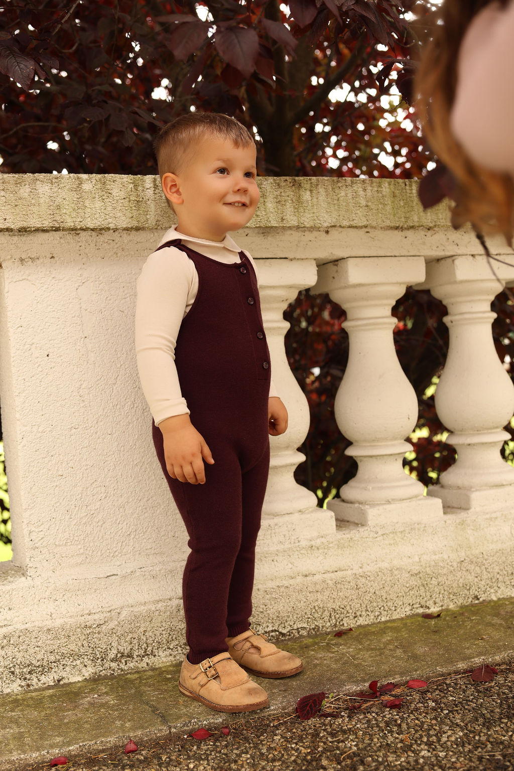 BAMBOO 2PC ROUND COLLAR ONESIE WITH  BUTTONED KNIT ROMPER