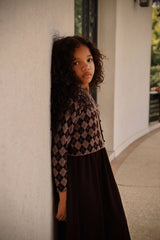 BAMBOO 2PC ARGYLE CARDIGAN WITH  MAXI DRESS