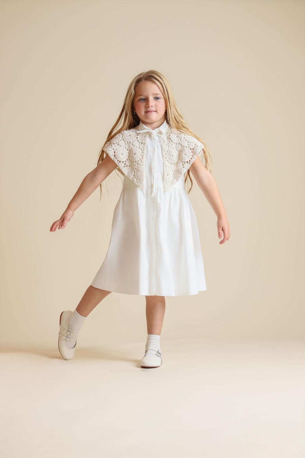 ONE CHILD LESTER CROCHET CAPE DRESS