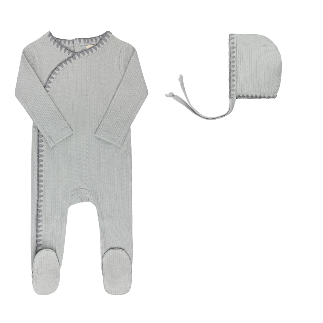 ELYS & CO. 2PC WHIP STITCH FOOTIE AND BONNET SET