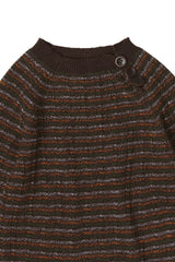 FUB HIGH NECK STRIPE 3 BUTTON KNIT SWEATER