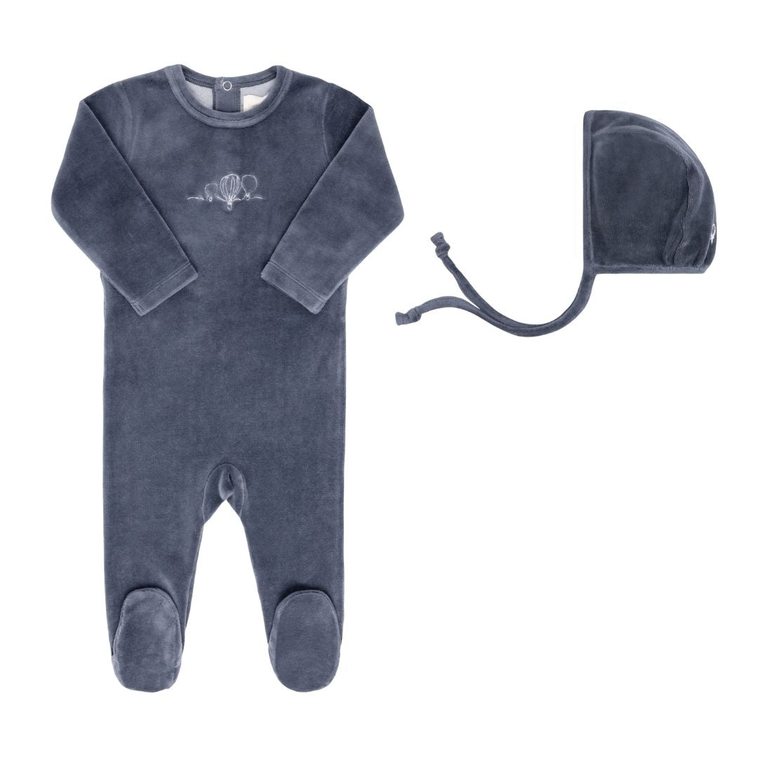 ElYS&CO. 2PC VELOUR HOT AIR BALLOON FOOTIE +BONNET SET