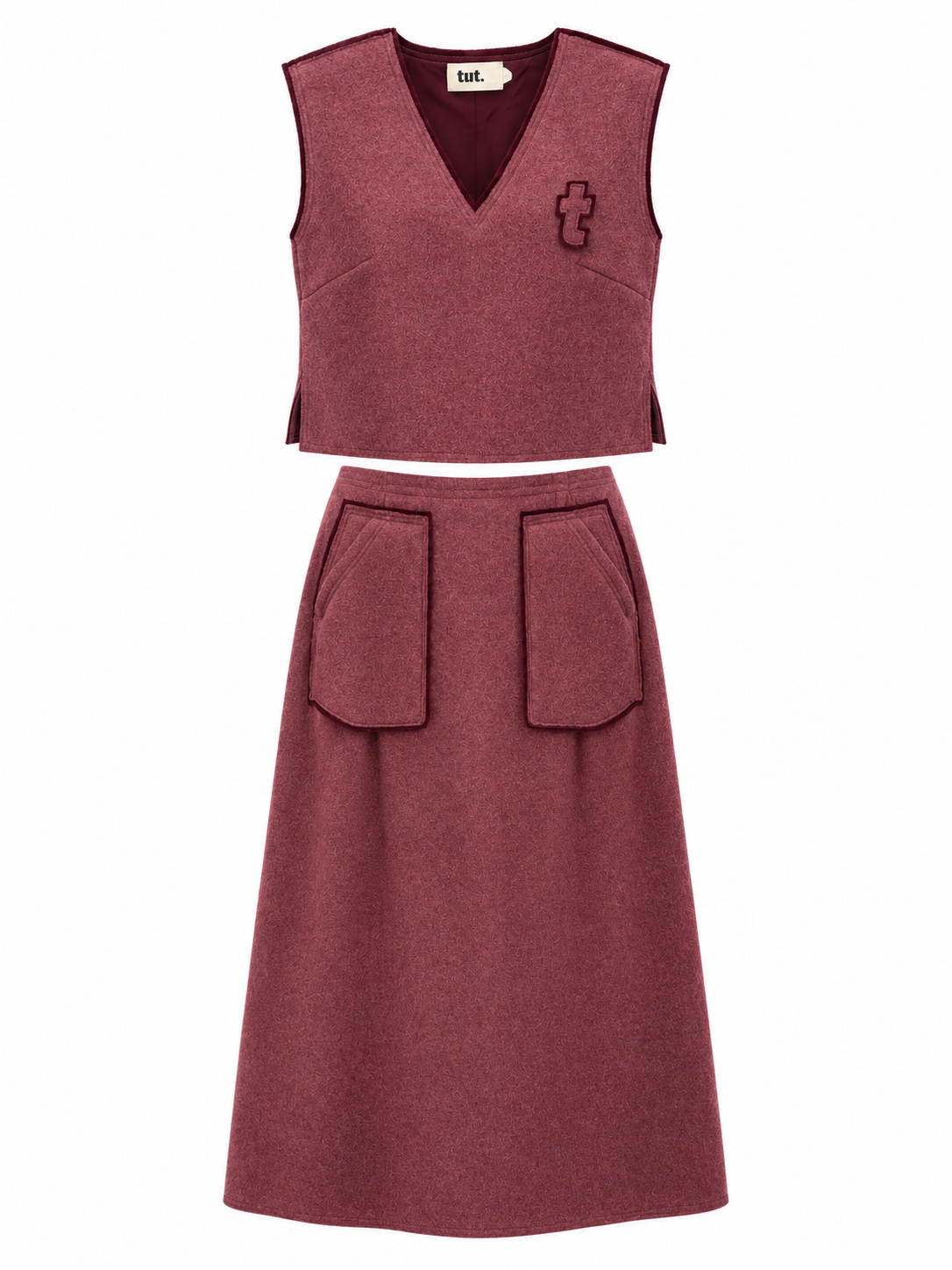 TNTRM 2PC FLEECE VEST WITH SKIRT