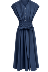 IPOSH CRYSTAL BUTTON SMOCKED TAFFETA MAXI