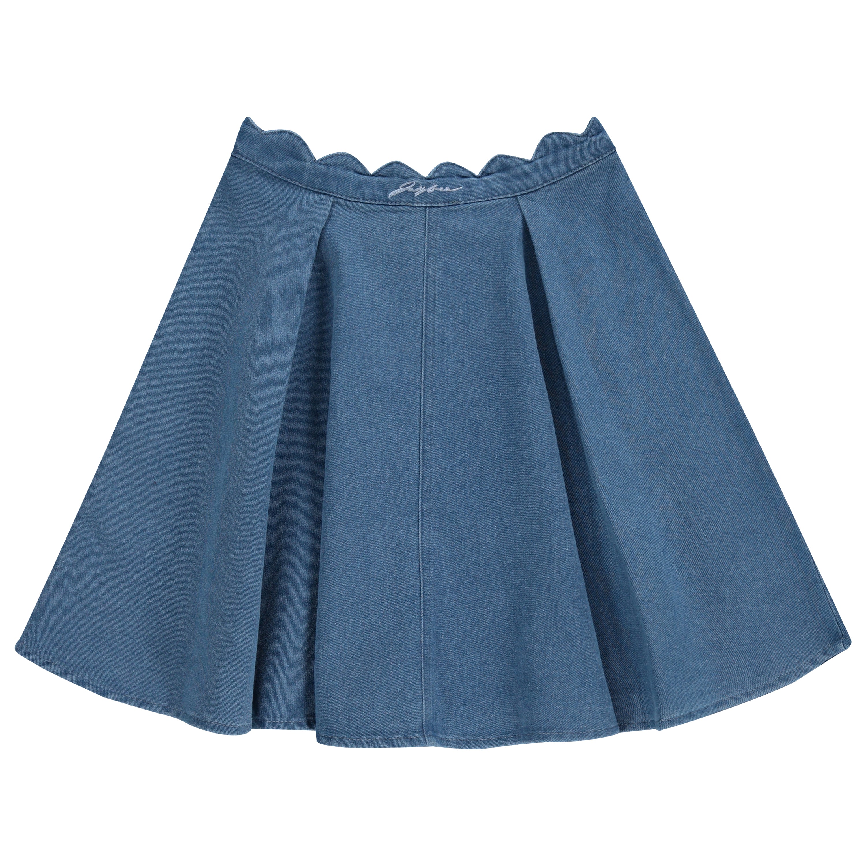 AREA Blue Scalloped Denim Miniskirt