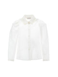 MONNALISA POINTED COLLAR WITH LACE APPLIQUE SHIRT