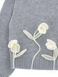 MONNALISA TULLE FLOWER APPLIQUE SWEATER