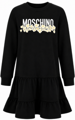 MOSCHINO LONG SLEEVE POPCORN GRAPHIC LOGO DRESS