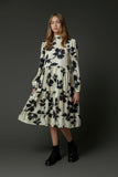 ZAIKAMOYA EMILY LONG SLEEVE HIGH-NECK TIERED FLOWER PRINT DRESS