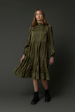 ZAIKAMOYA EMILY LONG SLEEVE HIGH-NECK TIERED DRESS