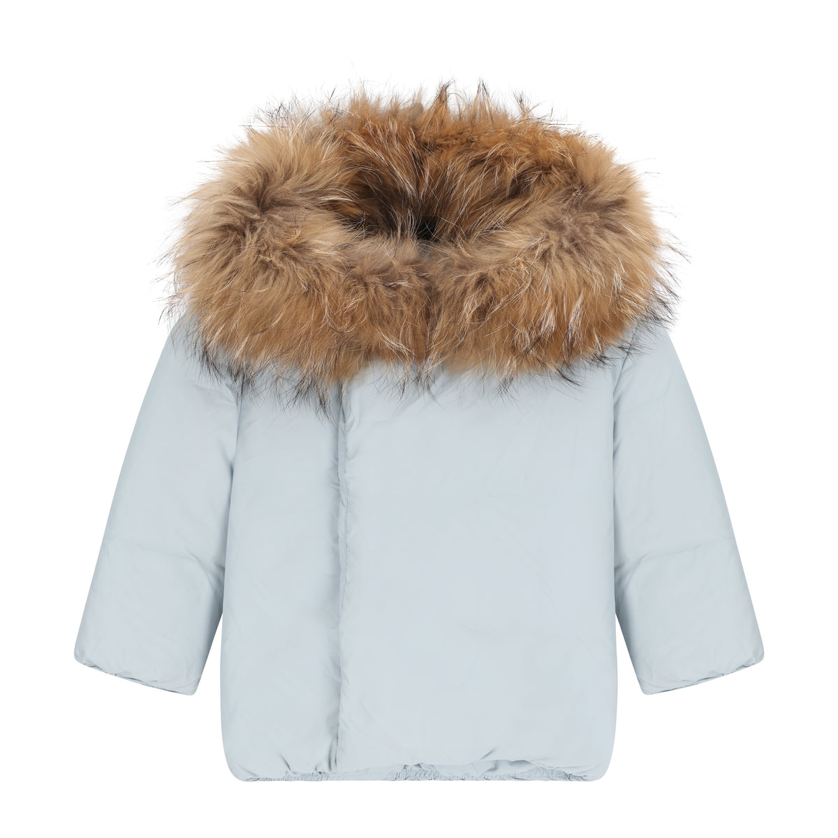IBIS ALLEGORY FUR HOOD DIAGONAL CLOSURE COAT