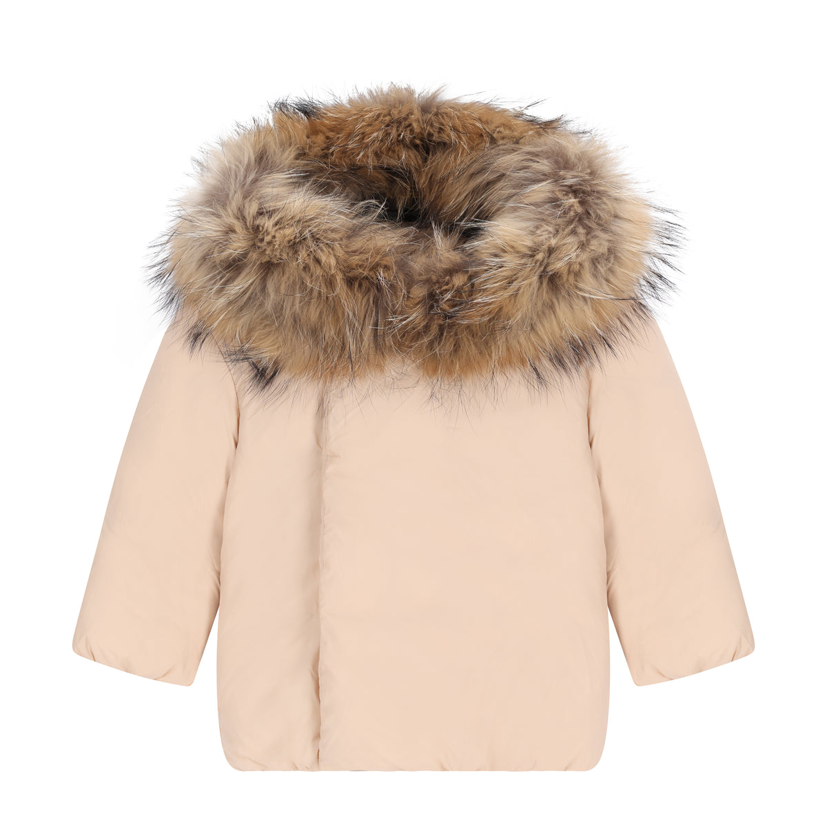 IBIS ALLEGORY FUR HOOD DIAGONAL CLOSURE COAT