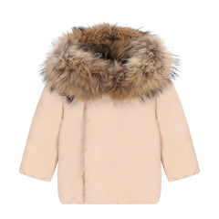 IBIS ALLEGORY FUR HOOD DIAGONAL CLOSURE COAT