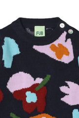 FUB JAQUARD MULTI PRINT KNIT SWEATER