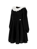 MONNALISA RUFFLE COLLAR VELVET DRESS