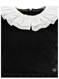 MONNALISA RUFFLE COLLAR VELVET DRESS