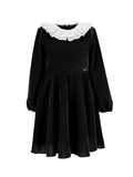 MONNALISA RUFFLE COLLAR VELVET DRESS