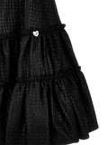 MONNALISA HOUNDSTOOTH TONE ON TONE DRESSY FABRIC RUFFLE TRIM DRESS