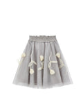 MONNALISA TULLE FLOWER APPLIQUE ELASTICATED WAISTBAND TULLE OVERLAY GLITTER SKIRT