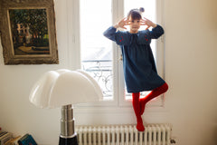 LOUIS LOUISE CELICIA LONG SLEEVE DENIM OVERSIZE COLLAR HEART EMB. DRESS