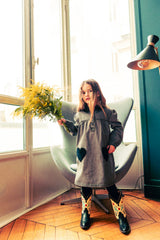 LOUIS LOUISE BELINDA COLLAR WITH HEARTS POCKET DENIM DRESS