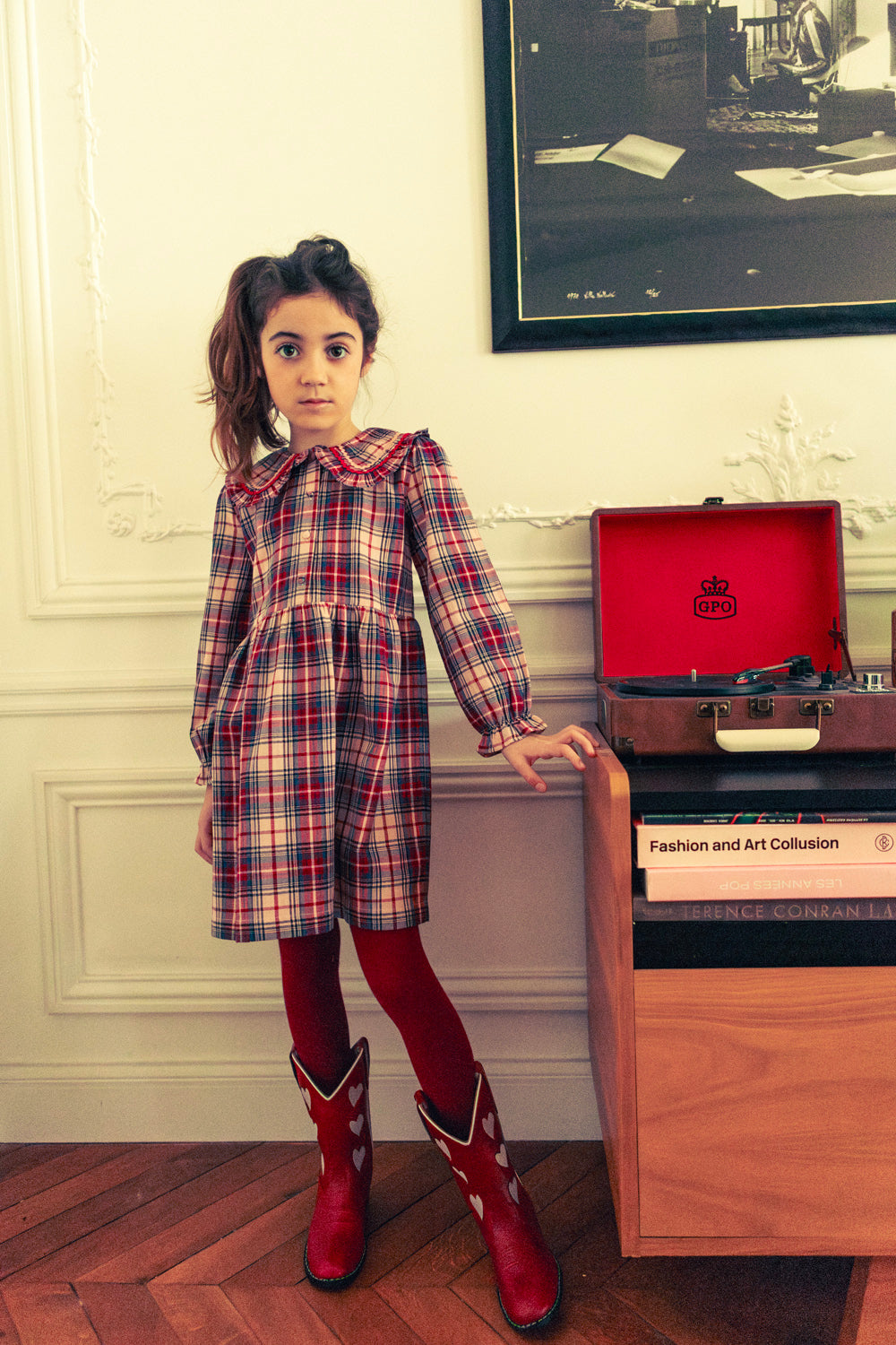 LOUIS LOUISE NUALA RIC RAC TRIM COLLAR PLAID DRESS