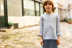 LOUIS LOUISE COTTON CREPE CHECK ONCLE SHIRT