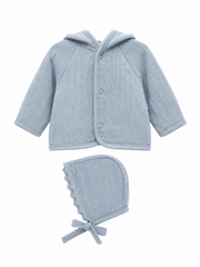 BEBE ORGANIC 2PC CHENILLE JACKET WITH BONNET SET