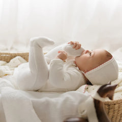 BUBANI 2PC COLORED STITCHING VELOUR FOOTIE & BONNET SET