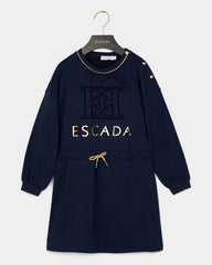ESCADA  LOGO DETAIL IN FRONT PULL LONG SLEEVE DRESS
