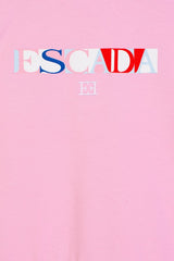 ESCADA SHORT SLEEVE RUFFLE LOW WAIST LOGO GRAPHIC DRESS