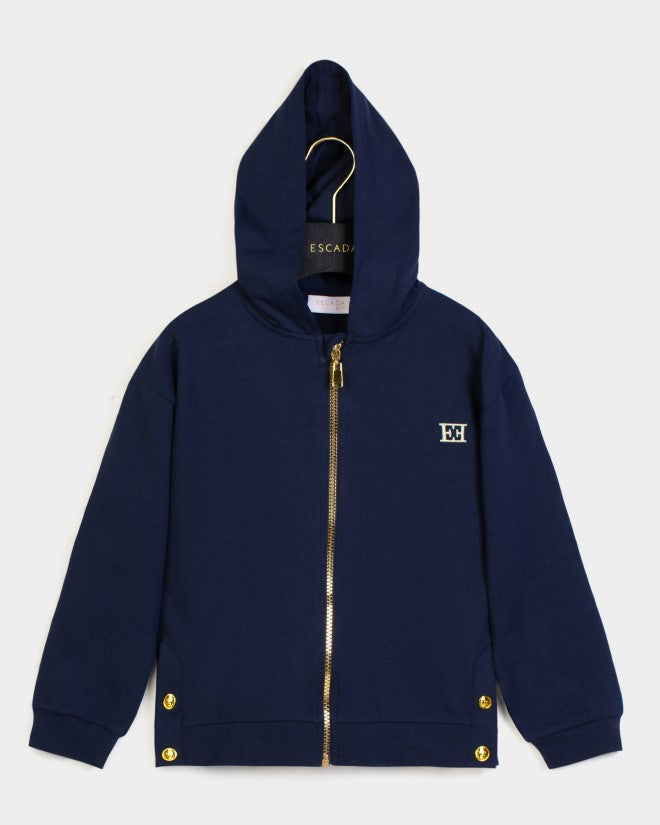 ESCADA GOLD ZIP UP HOODIE WITH GOLD BUTTONS